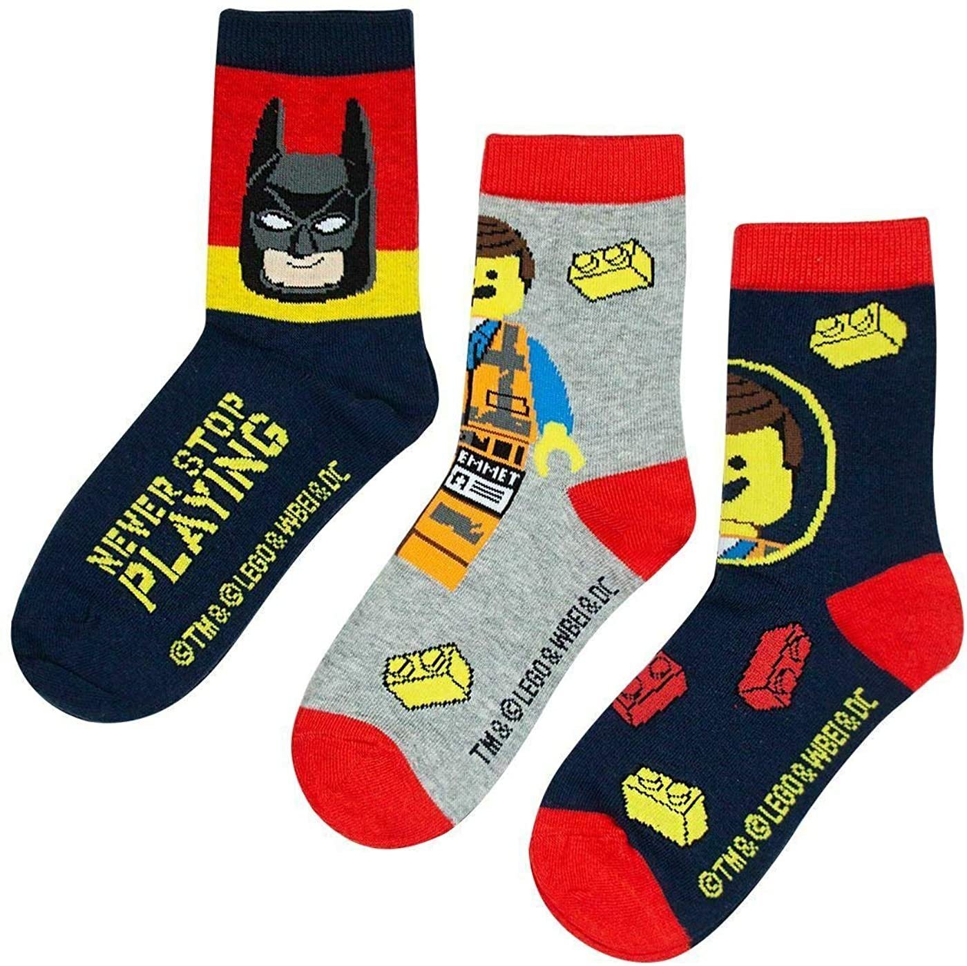 LEGO® Feinsocken LEGO® MOVIE SOCKEN 9 Paar Set Megapack Kindersocken Kniestrümpfe Jungen + Mädchen Strümpfe Gr23 24 25 26 27 28 29 30 von LEGO®