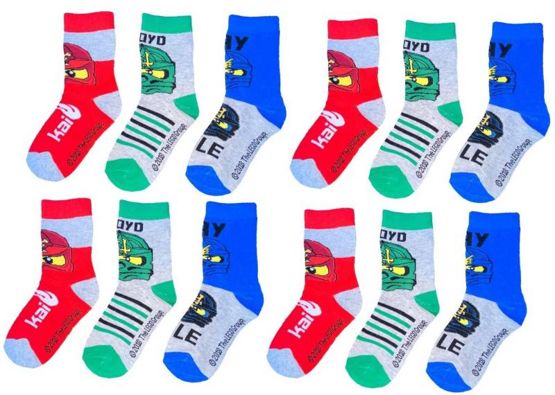 LEGO® Feinsocken LEGO® NINJAGO SOCKEN JUNGENSOCKEN Kinderstrümpfe Strümpfe Kniestrümpfe Jungen + Mädchen 27/30 31/34 35/38 Grau (6 Paar Kindersocken) 6Paar von LEGO®