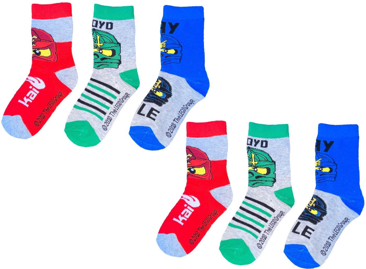 LEGO® Feinsocken LEGO® NINJAGO Socken Set 6 Paar Kindersocken Kinder Strümpfe für Jungen grau oder schwarz Gr.27/30 31/34 35/38 von LEGO®