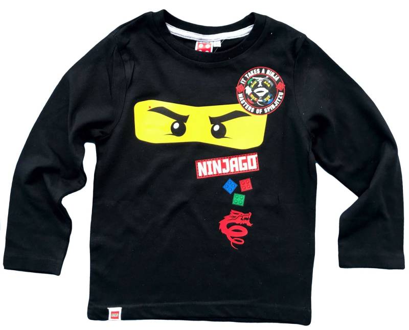 LEGO® Langarmshirt Lego® Ninjago Langarm T-Shirt Schwarz Longsleeve Gr. 104 116 128 140 Jungen + Mädchen 4 6 8 10 Jahre von LEGO®