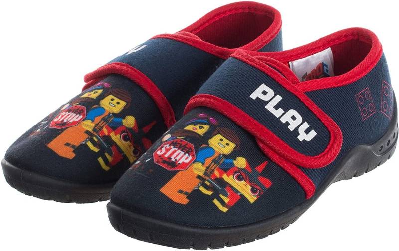 LEGO® Lego® Movie Hausschuhe Navy-Rot Play never Stop Jungen + Mädchen Schuhe Slipper Pantoffeln Kinderschuhe rutschfeste Sohle Gr.25 26 27 28 29 30 Hausschuh von LEGO®