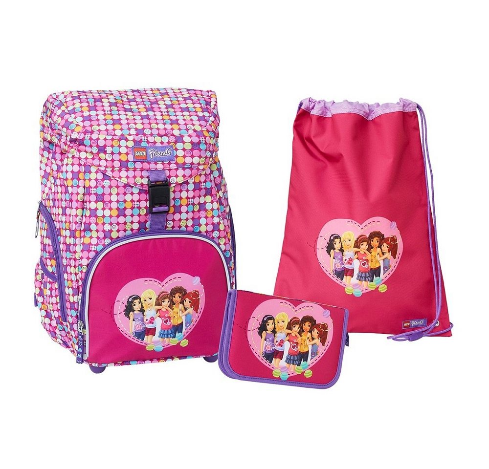 LEGO® Schulranzen Outbag (Set, inkl. gefülltem Federmäppchen und Turn-/Sportbeutel), Lego Friends Confetti Pink Violett bunte Punkte von LEGO®