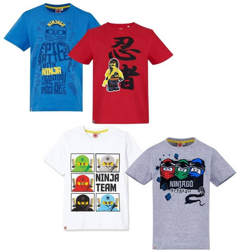 LEGO® T-Shirt Lego® Ninjago T-Shirt Jungen + Mädchen Blau Rot Weiß Gr.104 116 128 140 entspricht 4 6 8 10 Jahre von LEGO®