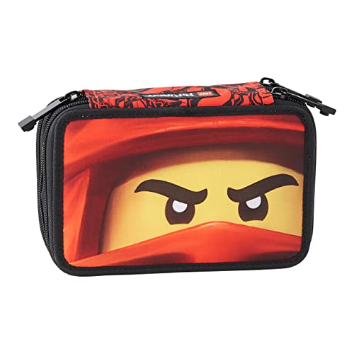 LEGO® Ninjago Federmäppchen, rechteckig, 3 Reißverschlüsse, personalisierbar, Inhalt FILA - Rot, rot, Rechteckiges Federmäppchen mit 3 Reißverschlüssen von LEGO