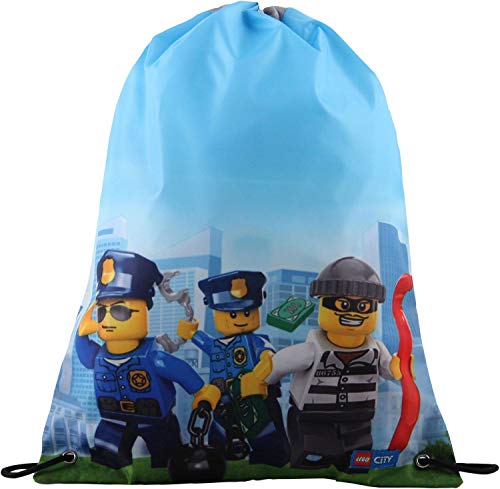LEGO Bags Turnbeutel, Sportbeutel mit Zugband, Schulsportbeutel mit Lego City Motiv Police Chopper, Beutel ca. 41 cm, 8 Liter von LEGO