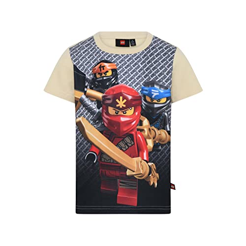 LEGO Jungen Ninjago Lwtaylor 332 T-Shirt, 136 Dark Off White, 140 EU von LEGO