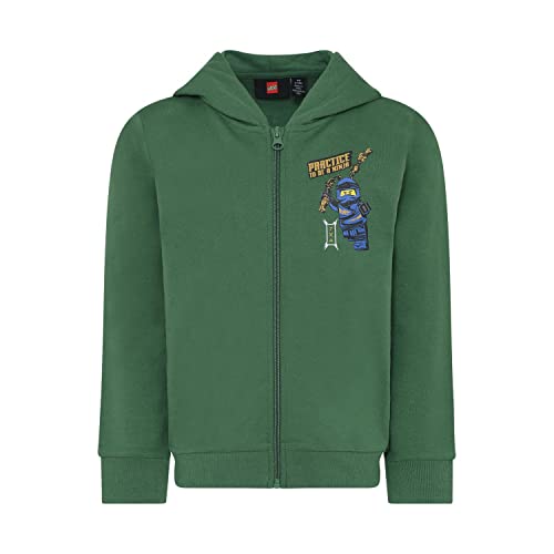 LEGO Jungen Ninjago Sweatjacke Mit Hoodie Lwstorm 303 Kapuzenpullover, 884 Dark Green, 104 EU von LEGO