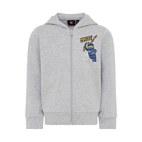 LEGO Jungen Ninjago Sweatjacke Mit Hoodie Lwstorm 303 Kapuzenpullover, 912 Grey Melange, 104 EU von LEGO