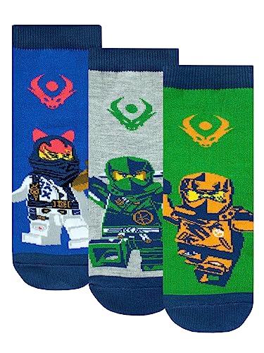 LEGO Ninjago Socken 3er Pack | Ninja Jungen Socken | Packung mit 3 Baumwollsocken für Jungen 37-40 cm von LEGO