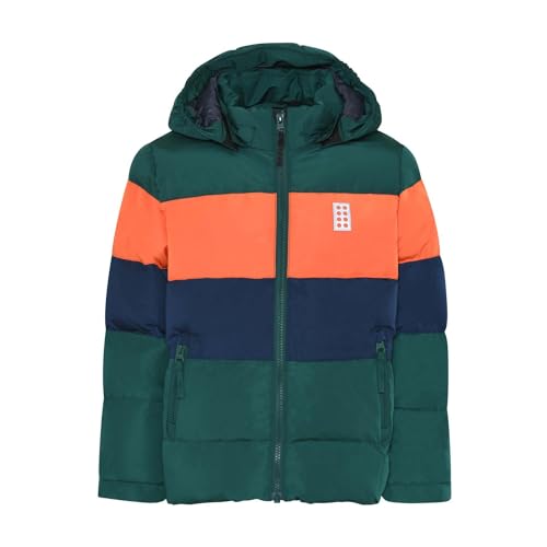 LEGO Unisex Kinder LWJESSE 705-JACKET Jacke, Grün/Orange/Dark Navy, 158 von LEGO