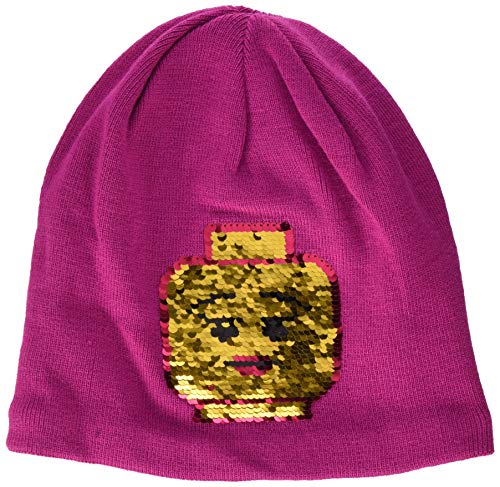 LEGO Wear Mädchen Girl LWAMANDA 706 - Strickmütze mit Wendepailletten Mütze,per Pack Rosa (Dark Pink 496),56 (Herstellergröße:56) von LEGO