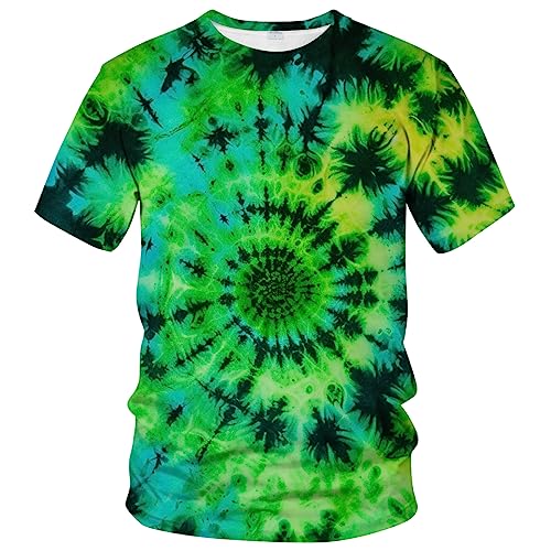 LEGOMASK Batik-T-Shirt, Kunst, abstraktes buntes Element-Thema, Grün , XX-Large von LEGOMASK