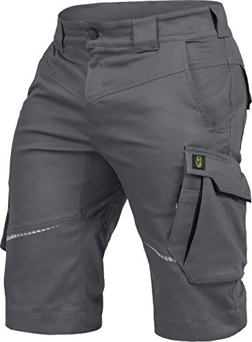 Leibwächter – Arbeitsshorts Herren Flex Line Grau-schwarz – Größe 68 – Robuste Cargo Hose mit Taschen – Handwerker Shorts – Berufsbekleidung – Multifunktionshose mit Reflektoren von Leibwächter