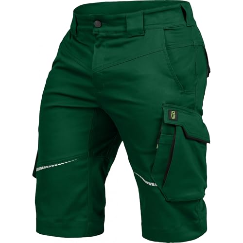 Leibwächter Arbeitsshorts Herren Flex Line Grün – Größe 58 – Robuste Cargo Hose mit Taschen – Handwerker Shorts – Berufsbekleidung – Multifunktionshose mit Reflektoren von Leibwächter