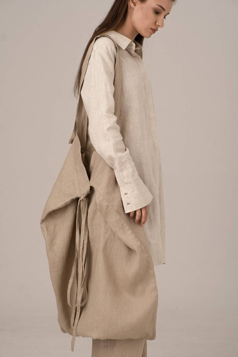 Große Leinentasche, Statement Tasche, Boho Style Designer Große Schultertasche, Extravagante Crossbody Leinen Tragetasche Sommer von LEICNECRAcasual