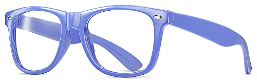 Klare Linse Nichtverschreibungspflichtige Retro Nerd Brille für Männer Frauen - Cosplay Kostüm Fake Brille, Ägyptisches Blau, von LEICO FASHION