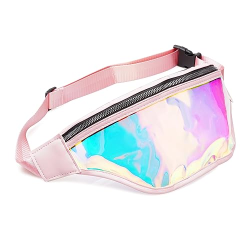 Klare Bauchtasche Stadion genehmigt mit verstellbarem Riemen, transparente Neon Glow Hüfttasche für Frauen, Veranstaltungen, Reisen, Wandern und Rave-Festivals, Pink, Modern von LEICURACE