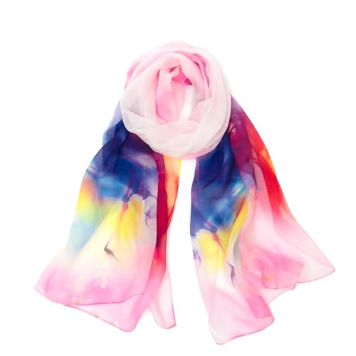 LEIDAI Seidenschal Edle Damen Schal Farbverlauf | 100% Seide, Lang, Leicht, Sonnenschutz, Anti-allergisch, Elegant & Weich, Geschenk für Mutter (#12) von LEIDAI
