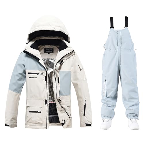 LEIDIMUS Winter-Skianzug Für Frauen Und Männer, Skijacke Und Hose, Wasserdichter, Winddichter Und Atmungsaktiver Snowboard-Anzug,D,M von LEIDIMUS