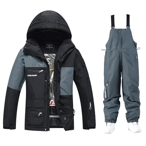 LEIDIMUS Winter-Skianzug Für Frauen Und Männer, Skijacke Und Hose, Wasserdichter, Winddichter Und Atmungsaktiver Snowboard-Anzug,E,M von LEIDIMUS