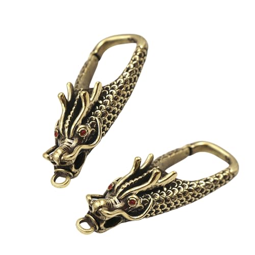 LEIDJGUN 2PCS Eleganter Messing Drachen Schlüsselhalter Mehrzweck Karabiner Stilvoller Taschenanhänger Zubehör Handgefertigte Schmuckkomponente von LEIDJGUN