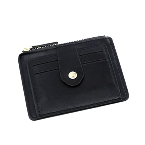 LEIDJGUN Modische Herren-Geldbörse mit mehreren Kartenfächern und Münzfach mit Reißverschluss, PU-Leder, kleine Brieftasche, Kartenhalter, Schwarz von LEIDJGUN