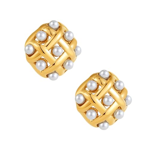 Vintage Styles Gold Plattiert Robuste Edelstahlohrringe Für Frauen Mit Doppelschicht Imitation Perlen Designs Vintage Styles Gold Plattiert Robuste Edelstahlohrringe Für Frauen Mit Doppelschicht Imitation Perlen Designs von LEIDJGUN