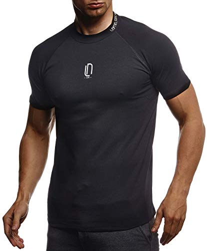 Leif Nelson Gym Herren Fitness T-Shirt Slim Fit Moderner Männer Bodybuilder Trainingsshirt Kurzarm Top Herren Sport T-Shirt - Bekleidung für Bodybuilding Training LN8286 Schwarz-Weiß Small von Leif Nelson