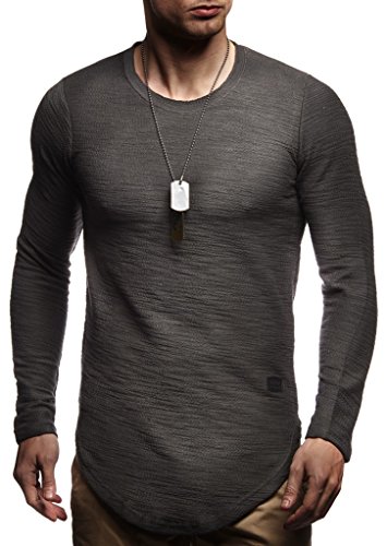 Leif Nelson Herren Pullover Rundhals-Ausschnitt Schwarzer Männer Longsleeve dünner Pulli Sweatshirt Langarmshirt Crew Neck Jungen Hoodie T-Shirt Langarm Oversize LN6298 Anthrazit Medium von Leif Nelson