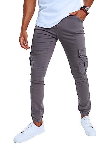 Leif Nelson Herren Hose Jeans Stretch Jeanshose Chino Cargo Chinohose Jogger Freizeithose Stretch Slim Fit LN9285; W33L30, Anthrazit von Leif Nelson