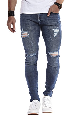 Leif Nelson Herren Jeans Hose Slim Fit Denim Blaue graue Lange Jeanshose für Männer Coole Jungen weiße Stretch Freizeithose Schwarze Cargo Chino Sommer Winter Basic LN9150 Dunkel Blau W33/L30 von Leif Nelson