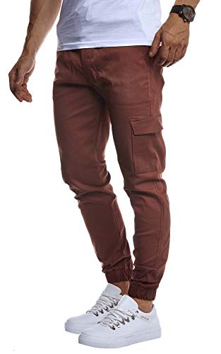 Leif Nelson Herren Jogger Chinos Cargo Stretch Jogging Männer Basic Jogg Cargohose Streifen Jogginghose Jungen Freizeithose Jeans-Hosen Sweatpants Streifen Chinohosen LN8071 D.Braun XX-Large von Leif Nelson