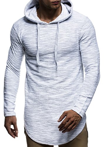 Leif Nelson Herren Kapuzenpullover Slim Fit Baumwolle-Anteil Basic weißer Männer Hoodie Kapuzenshirt Pulli Langarm Jungen schwarzer Pullover-Shirt mit Kapuze LN6300 Grau Large von Leif Nelson