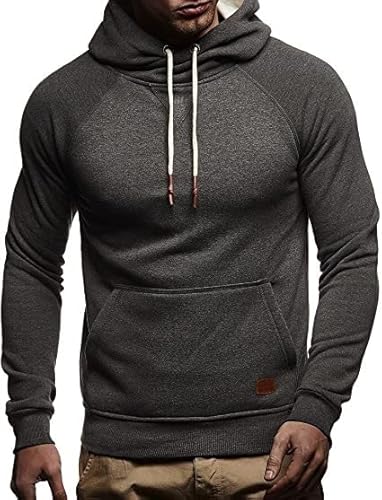 Leif Nelson Herren Kapuzenpullover Slim Fit Baumwolle-Anteil Moderner weißer Herren Hoodie-Sweatshirt-Pulli Langarm Herren schwarzer Pullover-Shirt mit Kapuze LN8125 Anthrazit 2in1 Large von Leif Nelson