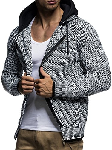 Leif Nelson Strickjacke Herren mit Abnehmbarer Kapuze & Reissverschluss (schwarz, Größe XXL) - Strick Sweatjacke Männer Cardigan für Winter & Sommer von Leif Nelson