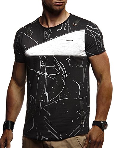 Leif Nelson T-Shirt Herren Sommer Rundhals-Ausschnitt (Schwarz, Größe S), Regular Fit Herren-T-Shirt Baumwolle, Casual Basic Männer T-Shirt Kurzarm von Leif Nelson