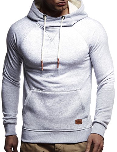 Leif Nelson Herren Pullover Hoodie mit Kapuze Moderner Sweatshirt-Pullover Langarm Sweatshirt Slim Fit LN8125 Grau XX-Large von Leif Nelson