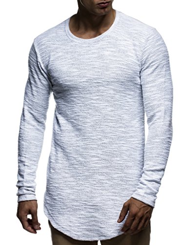 Leif Nelson Herren Pullover Rundhals-Ausschnitt Schwarzer Männer Longsleeve dünner Pulli Sweatshirt Langarmshirt Crew Neck Jungen Hoodie T-Shirt Langarm Oversize Grau Large von Leif Nelson