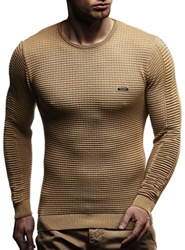 Leif Nelson Strickpullover Herren Rundhals (Beige, Größe S) - Dünner Männer Strick Pullover für Winter & Sommer - Coole Crewneck Männer Pullover von Leif Nelson