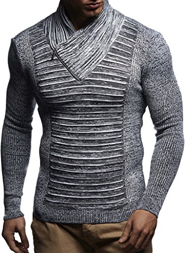 Leif Nelson Herren Strickpullover Schwarz XXL Reißverschluss - Dünner Männer Strick Pullover Winter & Sommer - Cooler Männer Pullover Schalkragen von Leif Nelson