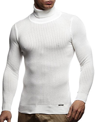 Leif Nelson Rollkragenpullover Herren Weiß XL Strickpullover - Cooler Männer Pullover Rollkragen - Dünner Männer Strick Pullover Winter & Sommer von Leif Nelson