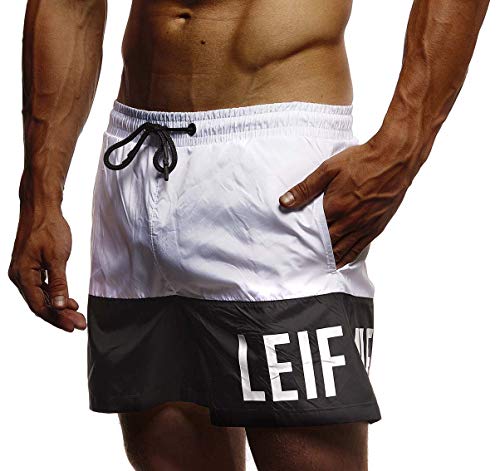 Leif Nelson Herren Sommer Badehosen Badeshorts Schwimmhose Schwimmshorts Beachshorts LN9240; XX-Large; Weiss-Schwarz von Leif Nelson