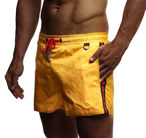 Leif Nelson Herren Sommer Badehosen Badeshorts Schwimmhose Schwimmshorts Beachshorts Strand Shorts Kurze Hosen Freizeithosen Jogginghose Cargo Hose Bermuda Chino LN9230; Small; Gelb von Leif Nelson