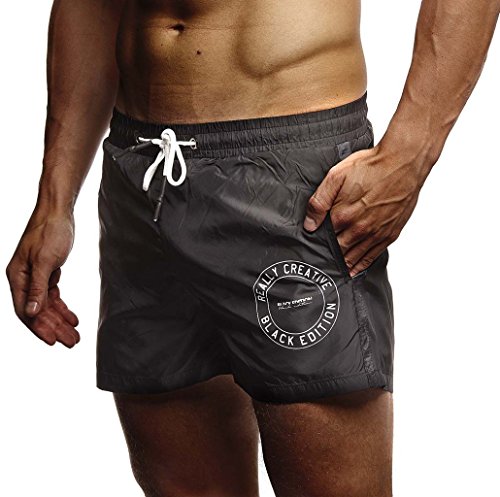 Leif Nelson Herren Sommer Badehosen Badeshorts Schwimmhose Schwimmshorts Beachshorts Strand Shorts Kurze Hosen Freizeithosen Jogginghose Cargo Hose Bermuda Chino LN9210; Small; Schwarz von Leif Nelson