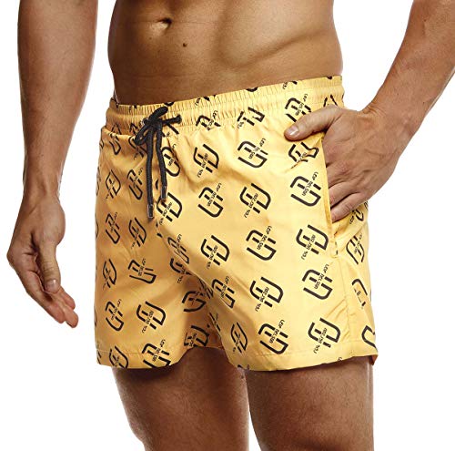 Leif Nelson Herren Sommer Badeshorts mit Taschen Männer Badehose Schwimmshorts Herren Schwimmhose-Beachshorts Jungen Strand Shorts Kurze Hosen Cargo Bermuda Chino LN92500 Gelb XX-Large von Leif Nelson