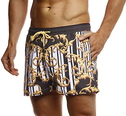 Leif Nelson Herren Sommer Badeshorts mit Taschen Männer Badehose Schwimmshorts Herren Schwimmhose-Beachshorts Jungen Strand Shorts Kurze Hosen Cargo Bermuda Chino LN92540-545 bunt Small von Leif Nelson