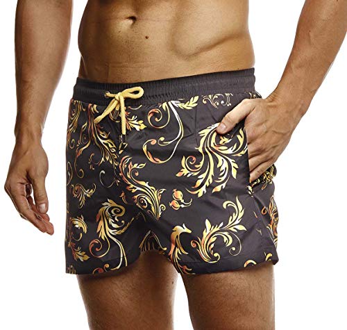 Leif Nelson Herren Sommer Badeshorts mit Taschen Männer Badehose Schwimmshorts Herren Schwimmhose-Beachshorts Jungen Strand Shorts Kurze Hosen Cargo Bermuda Chino LN92545 Schwarz XX-Large von Leif Nelson