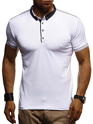 Leif Nelson Sommer Poloshirt Kurzarm Herren T-Shirt Kragen (Weiß, Größe L) - Coole Männer Poloshirts lang Baumwolle - Polo Shirt for Men Tshirt von Leif Nelson