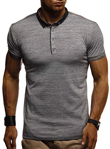 Leif Nelson Sommer Poloshirt Kurzarm Herren T-Shirt Kragen (Grau, Größe XXL) - Coole Männer Poloshirts lang Baumwolle - Polo Shirt for Men Tshirt von Leif Nelson