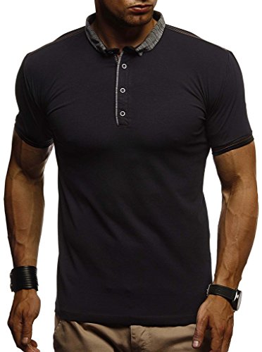 Leif Nelson Sommer Poloshirt Kurzarm Herren T-Shirt Kragen (Schwarz, Größe XXL) - Coole Männer Poloshirts lang Baumwolle - Polo Shirt for Men Tshirt von Leif Nelson